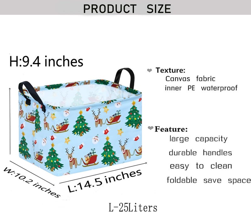 KUNRO Christmas Gift Storage Basket Rectangle Storage Organizer for Nursery Hamper Home Bedroom Laundry Hamper Shelf Baskets. - Image 2